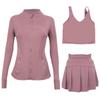 LULU Women's Activewear Set: Tennis Skirt, Stand-up Collar Jacket & Y-back Vest 