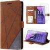 Case and 2 Tempered Glasses for Xiaomi Redmi Note 13 Pro+ 5G - Note 13 Pro Plus 5G, Brown PU Leather Protection