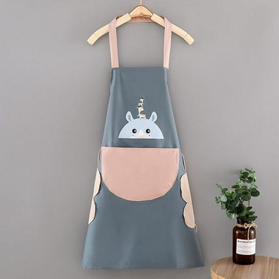 Wipeable Japanese-Style Apron: Fashionable, Waterproof, Oilproof for Women