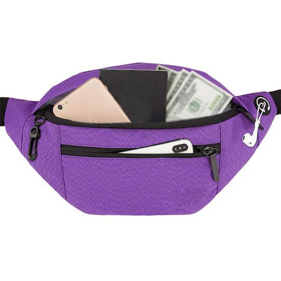 Reflective Waist Bag with Headphone Jack Zipper Closure Pockets Design Multi-purpose Style Belt Bag Running Accessory