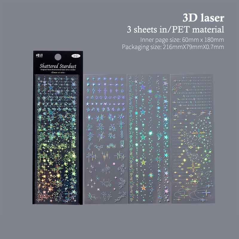 

3Sheets/Pack Kawaii Pet Laser Silver Stickers Diy Diary Phone Case Handmade Scrapbook Aesthetic Stickers Student Stationery A2