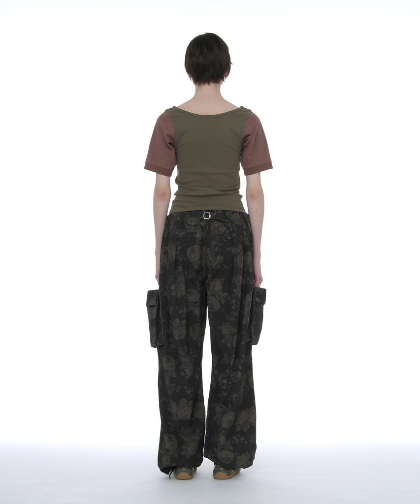 PARTIMENTO WOMEN Scoop Neck Bat Sleeve Top_Khaki Green