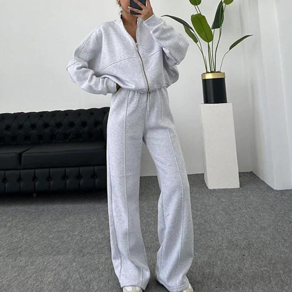 

Женский осенне-зимний повседневный кардиган однотонного цвета, спортивный костюм, модный уличный стиль, куртка с длинными рукавами, длинные брюки, набор из двух предметов M