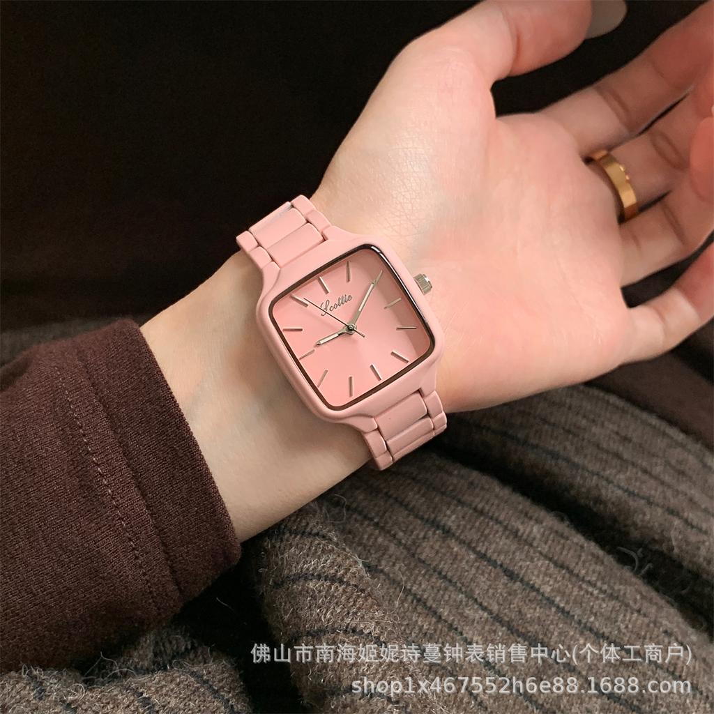 Neue Frühjahrs-Dopamin-Farbe Großes Zifferblatt Mode Koreanischer Ins-Stil Damenarmbanduhr