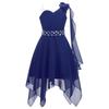 Girls One Shoulder Sleeveless Flower Girl Dress Kids Ruched Applique Pageant Wedding Bridesmaid Dresses
