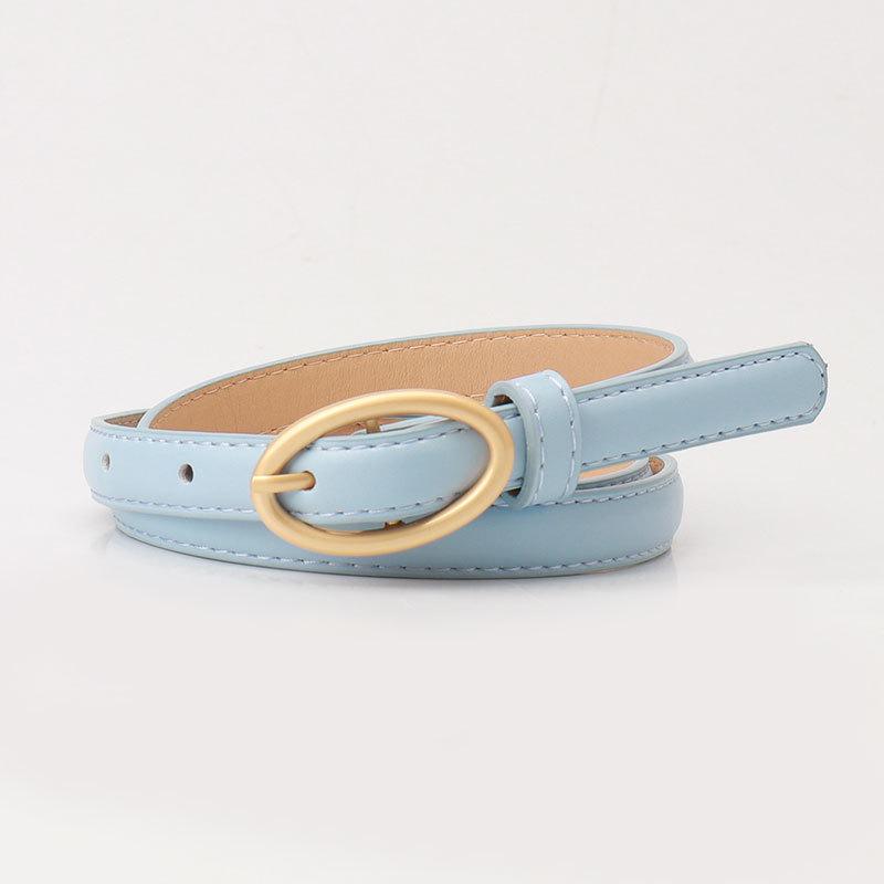 Stylish Women's Candy Color Thin Belt with Oval Pin Buckle