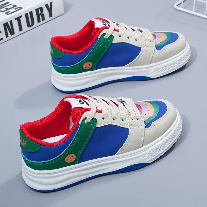 Thick baseplate shoes mandarin duck shoes spring new niche rainbow color matching sports and leisure shoes tide