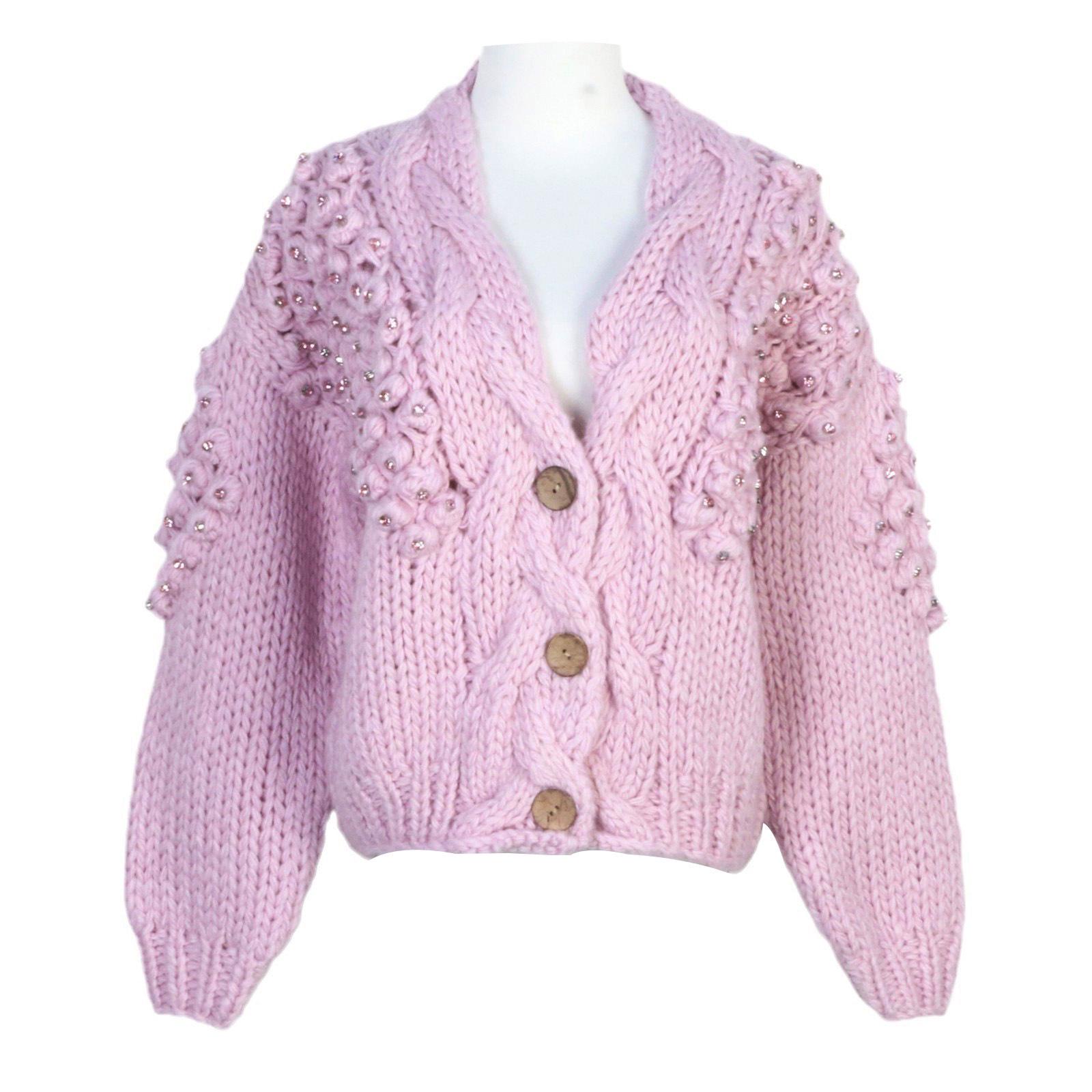 

Women s Handmade Flower Patchwork Cardigan: Stylish 2024 Autumn Long Sleeve Sweater L