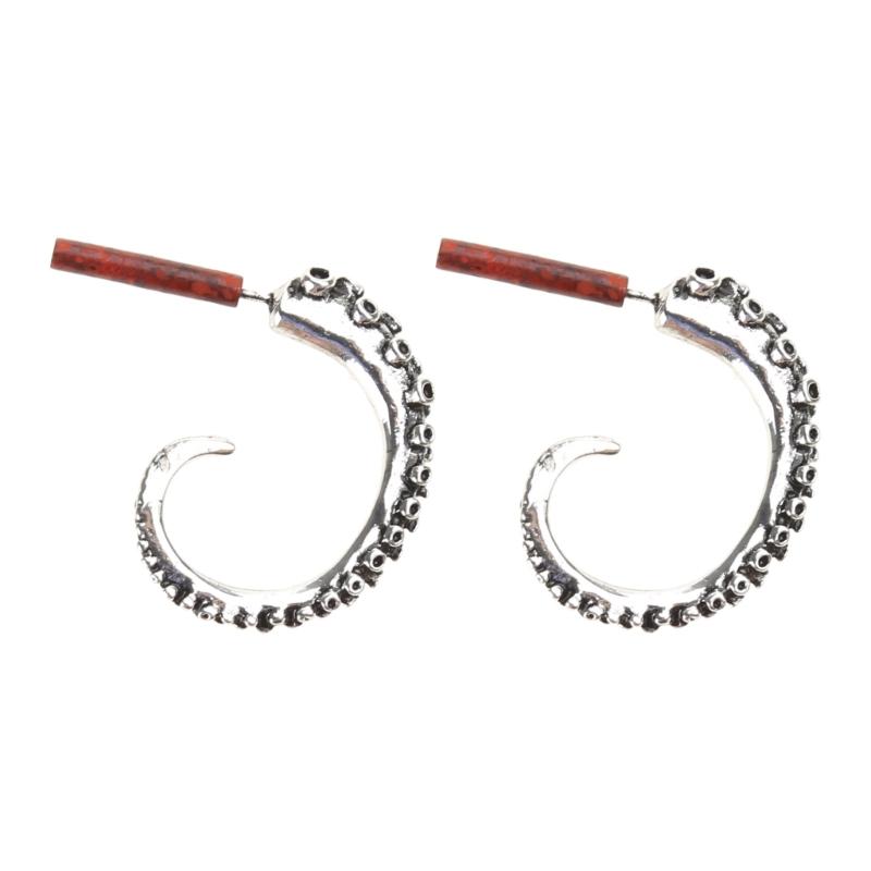 

Creative Squid Tail Stud Earrings Exquisite Retro Silver Plated Octopus Tentacles Earrings All-match for Street Shoo 1