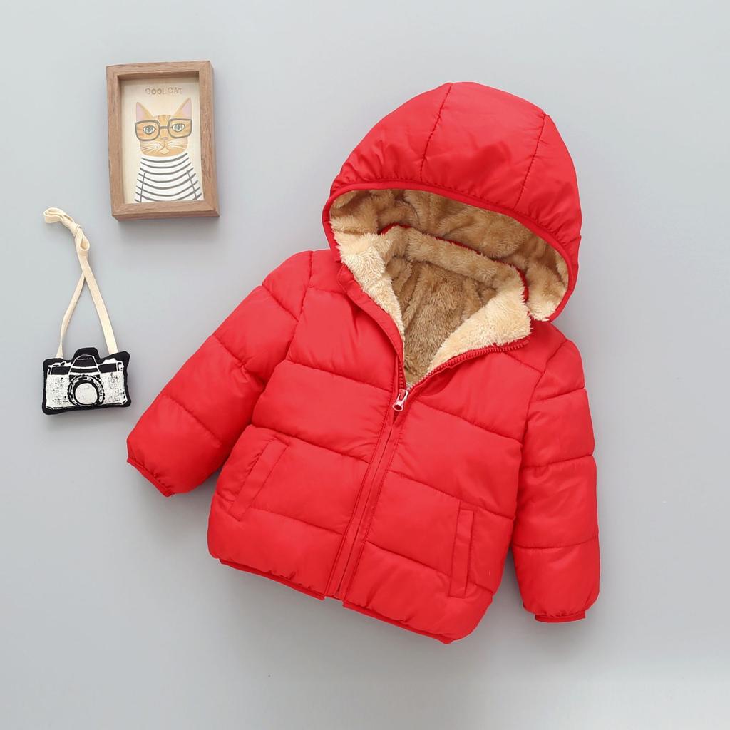 Winter Baby Kids Fleece Jacket for Children Cartoon Coats Autumn Boys Warm Hooded Down Jackets Girls Plush Warm Outerwear