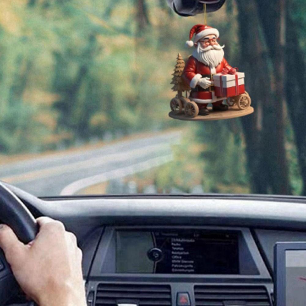 7pcs/set Cartoon Santa Claus Hanging Pendant Snowman Car Haning Pendants  Christmas Day