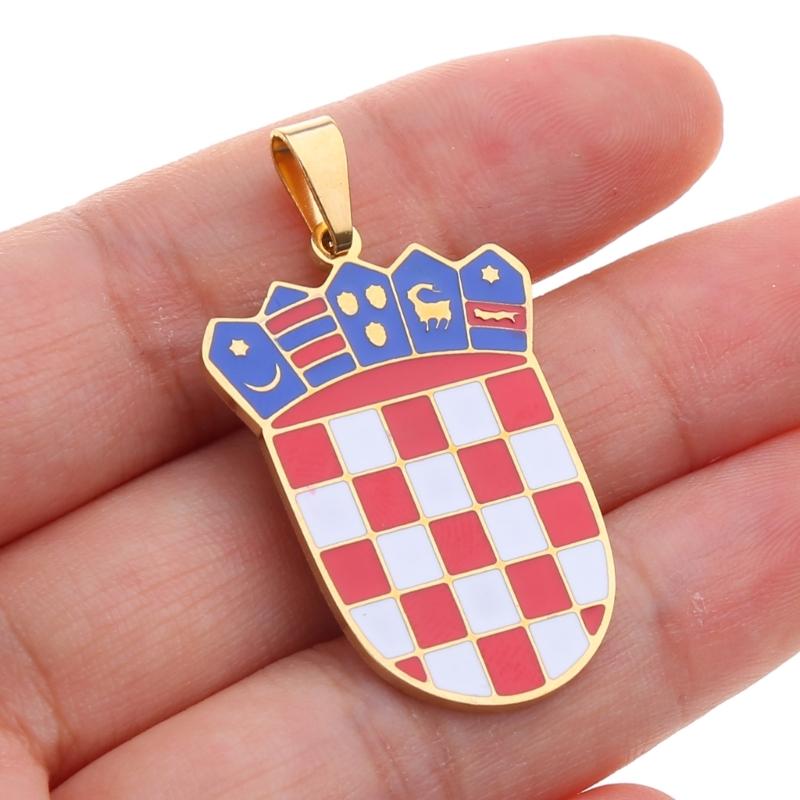 Croatia Map Pendant Necklace Fashionable Croatian Flag Neckchains Adjustable Ethnic Collarbone Chains Couple Jewelry