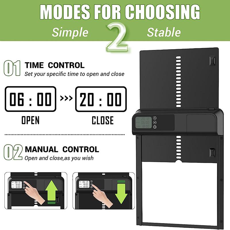 Automatic Chicken Coop Door Opener with Timer Seting & LCD Screen Anti-Pinch Design Full Aluminum Door for Chicken House