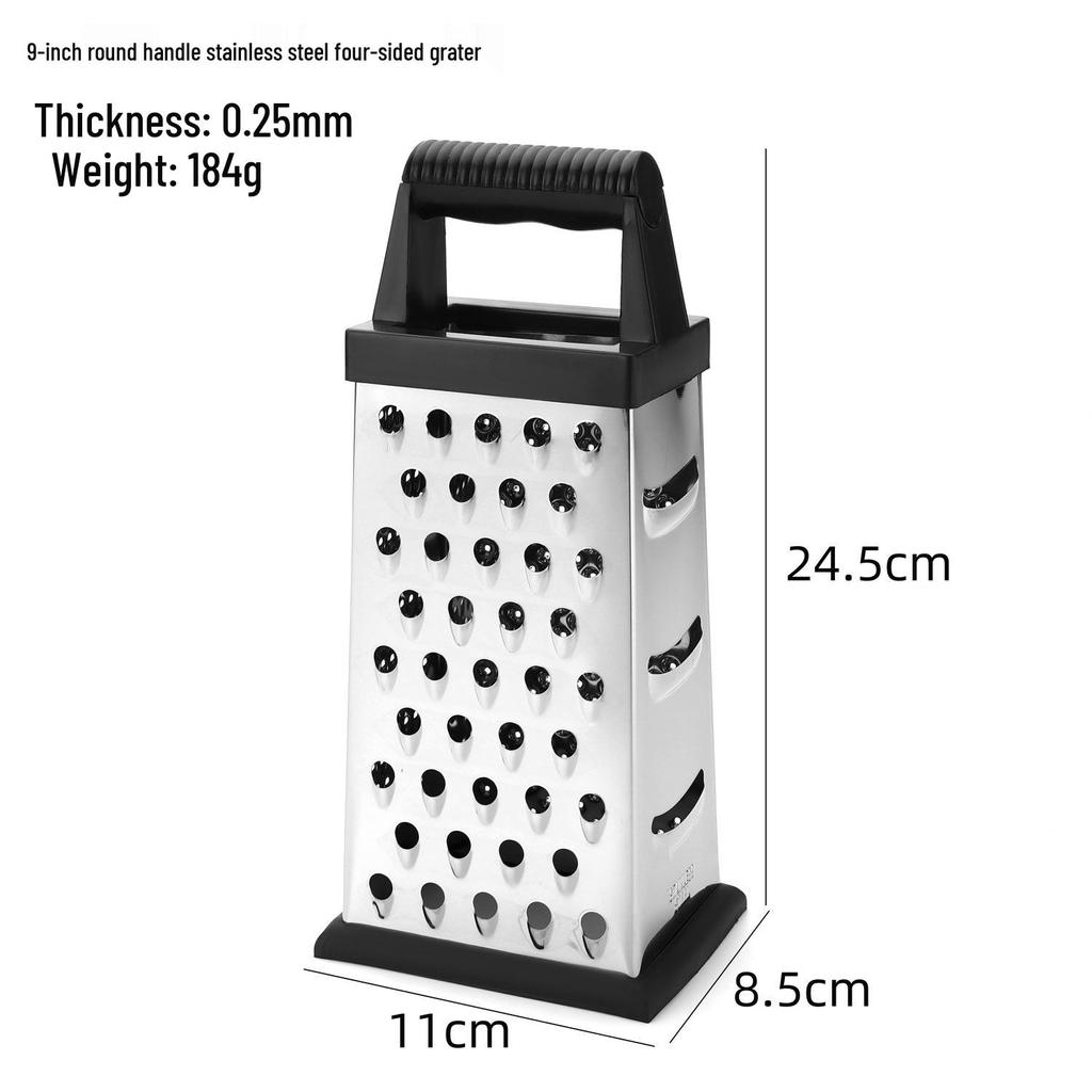 8" & 9" Stainless Steel Four-Sided Cheese & Fruit Grater, Multifunctional Slicer Kitchen Tool