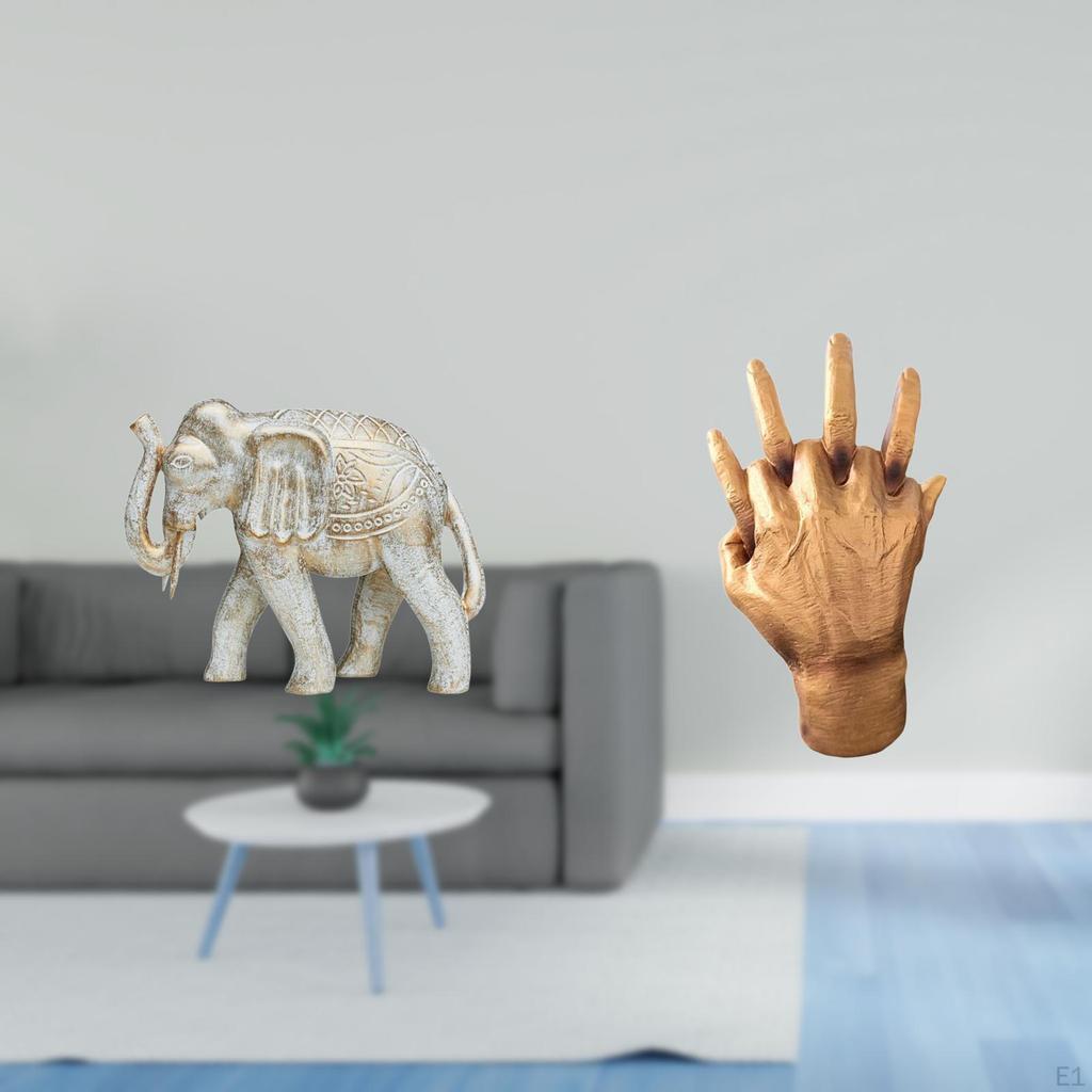 Rustic Hand Carved Wooden Elephant Sculpture Figurine Souvenirs Desk Decor Soulmate Lovers