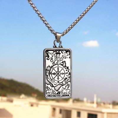 Náhrdelník s tarotovými kartami z nerezové oceli Vintage Tarotové šperky Přívěsky s amuletem štěstí pro ženy