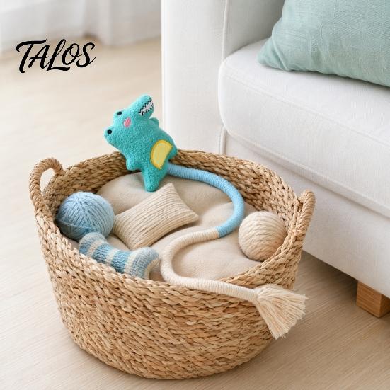 Talos Cotton Rope Cat Toy, Silent Plush Cloud Carrot Cheese Chew Stuffed Crocodile Toy for Indoor Cats Teething Relief, Interactive Play