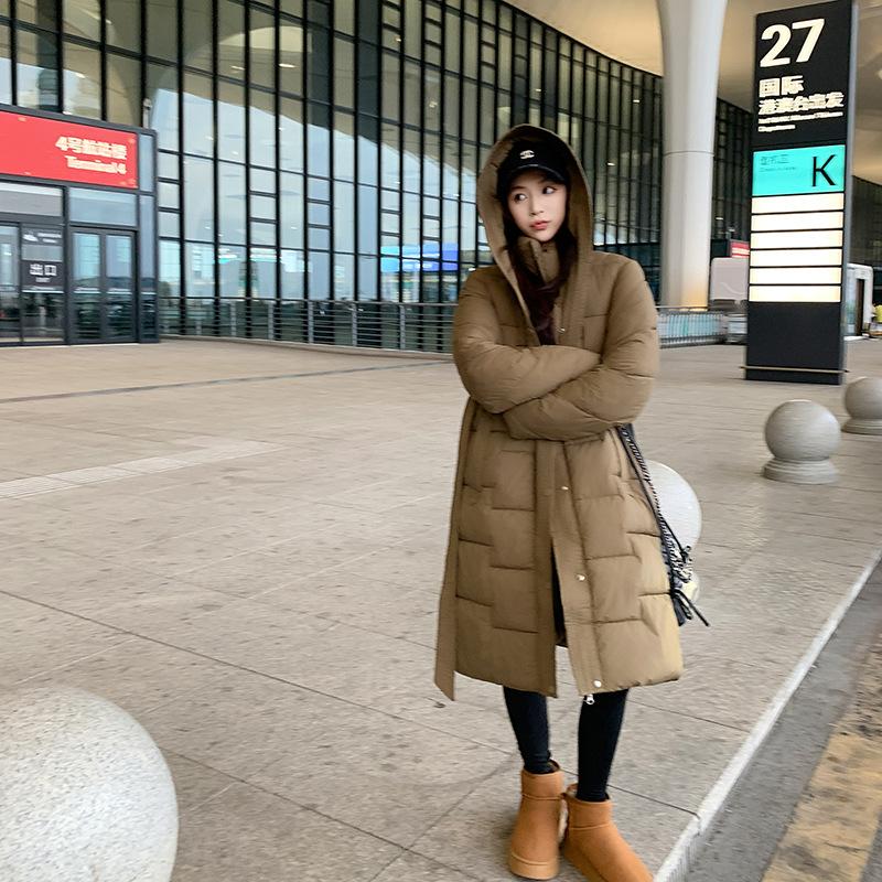 Winter Women's Thickened Knee-length Cotton-padded Clothes Women's Waist Slim-fitting and Thin High-end Cotton Clothes Jacket