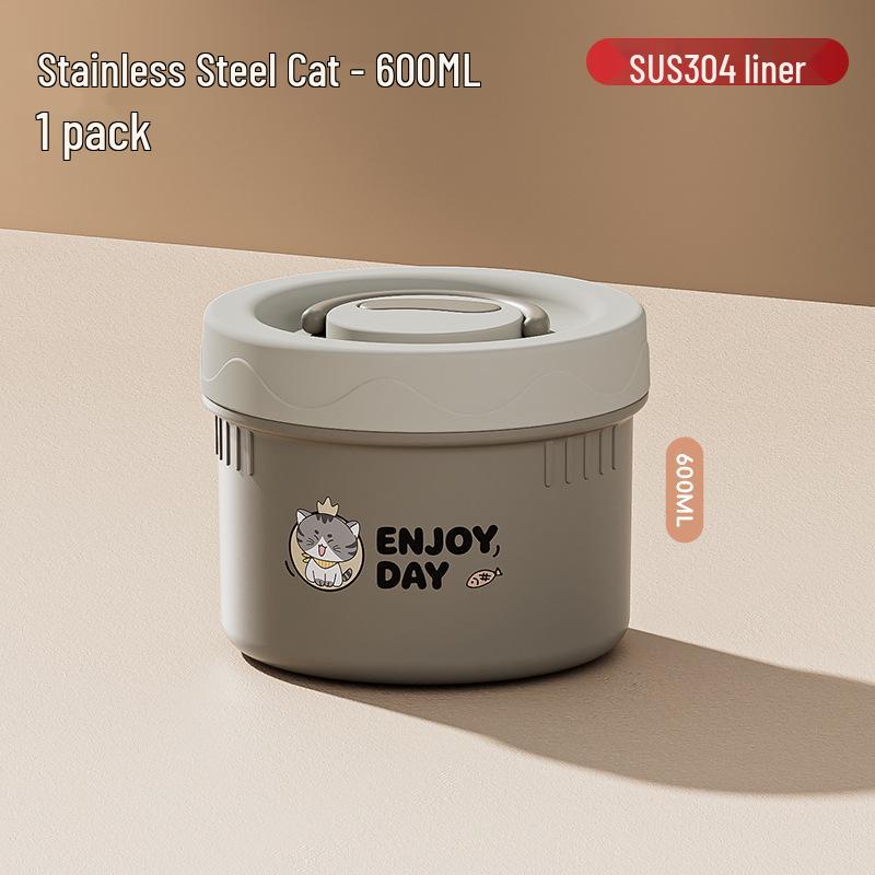 304 Stainless Steel Insulated Japanese-Style Bento Lunch Box - Microwaveable for Office Workers and Students