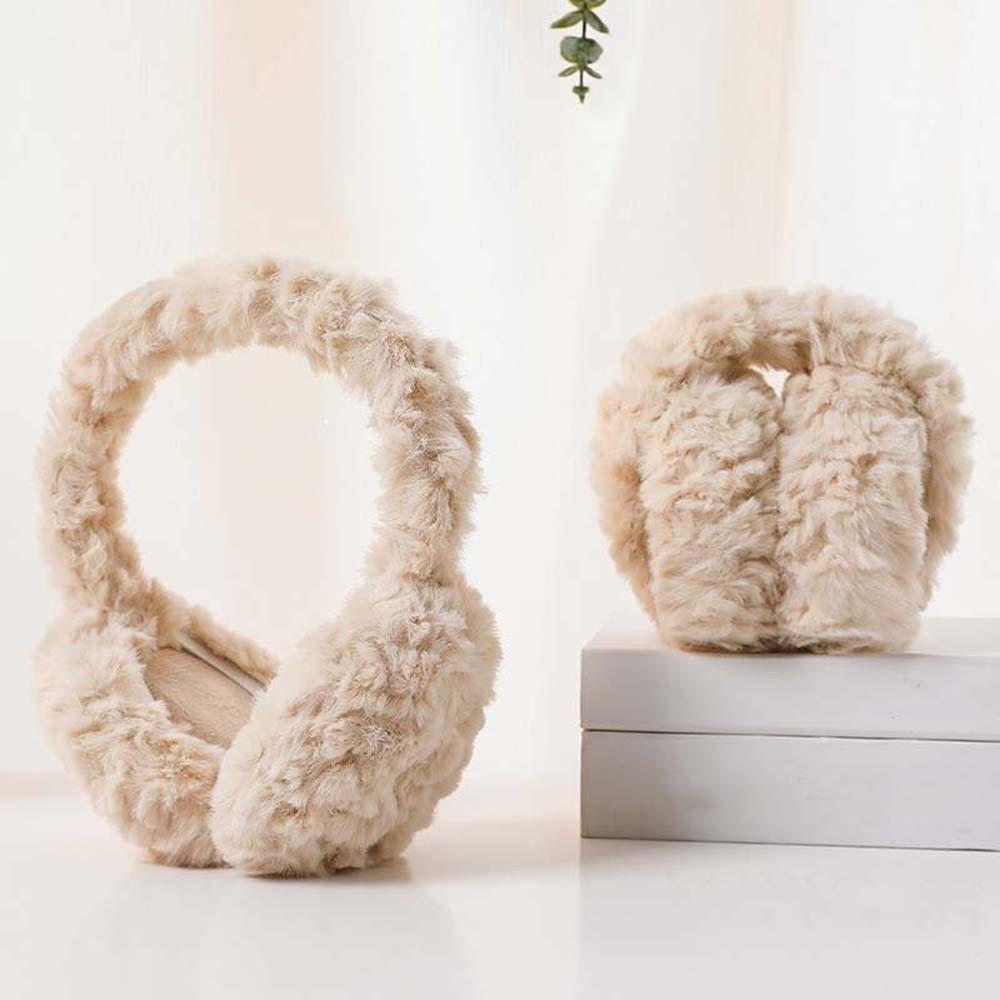 Plush Foldable Ear Cover Soft Winter Thicken Earflap Trendy Solid Color Earmuffs Outdoor