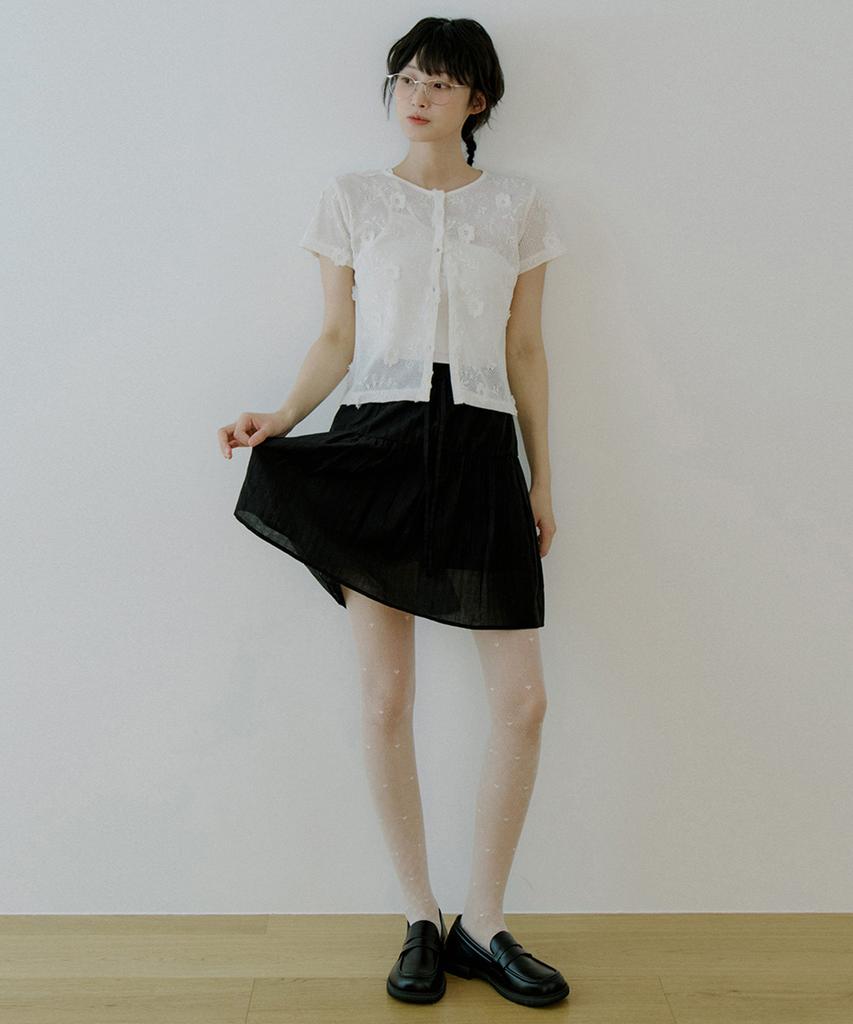 Riorg Woi Semi Pleats Mini Skirt Black