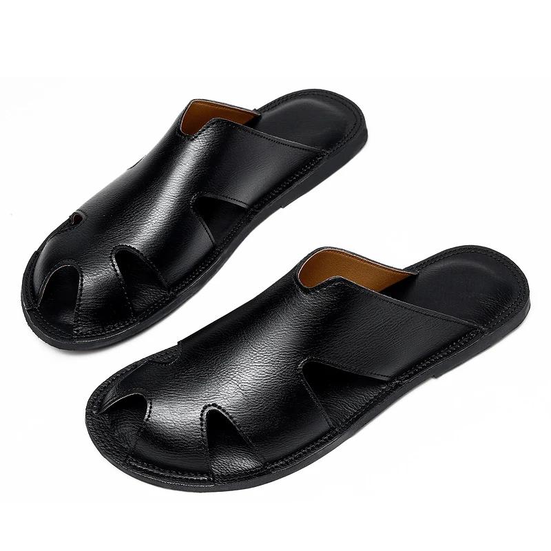 Fashion Men's Casual Slippers New Design Male Leather Shoes Half Drag Versatile Ultra-light Sandals Men Flip-flops Quick Dry Beach Flats