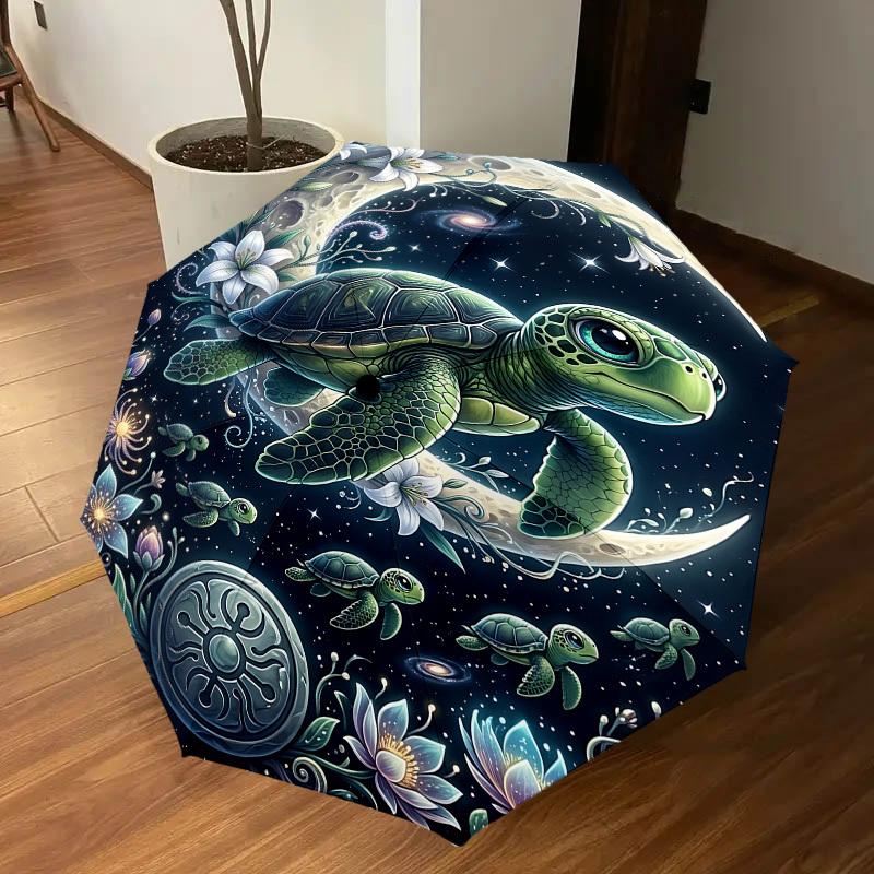 1 Stück Schildkrötenblumen-Regenschirm - 8 Speichen verstärkt, Automatik-Öffnung, Leicht & Langlebig, Modeaccessoire für Draußen, J0412