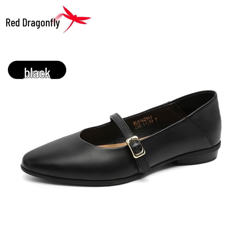Red Dragonfly Women s French Mary Jane Pointed Toe Low Heel Genuine Leather Shoes 35