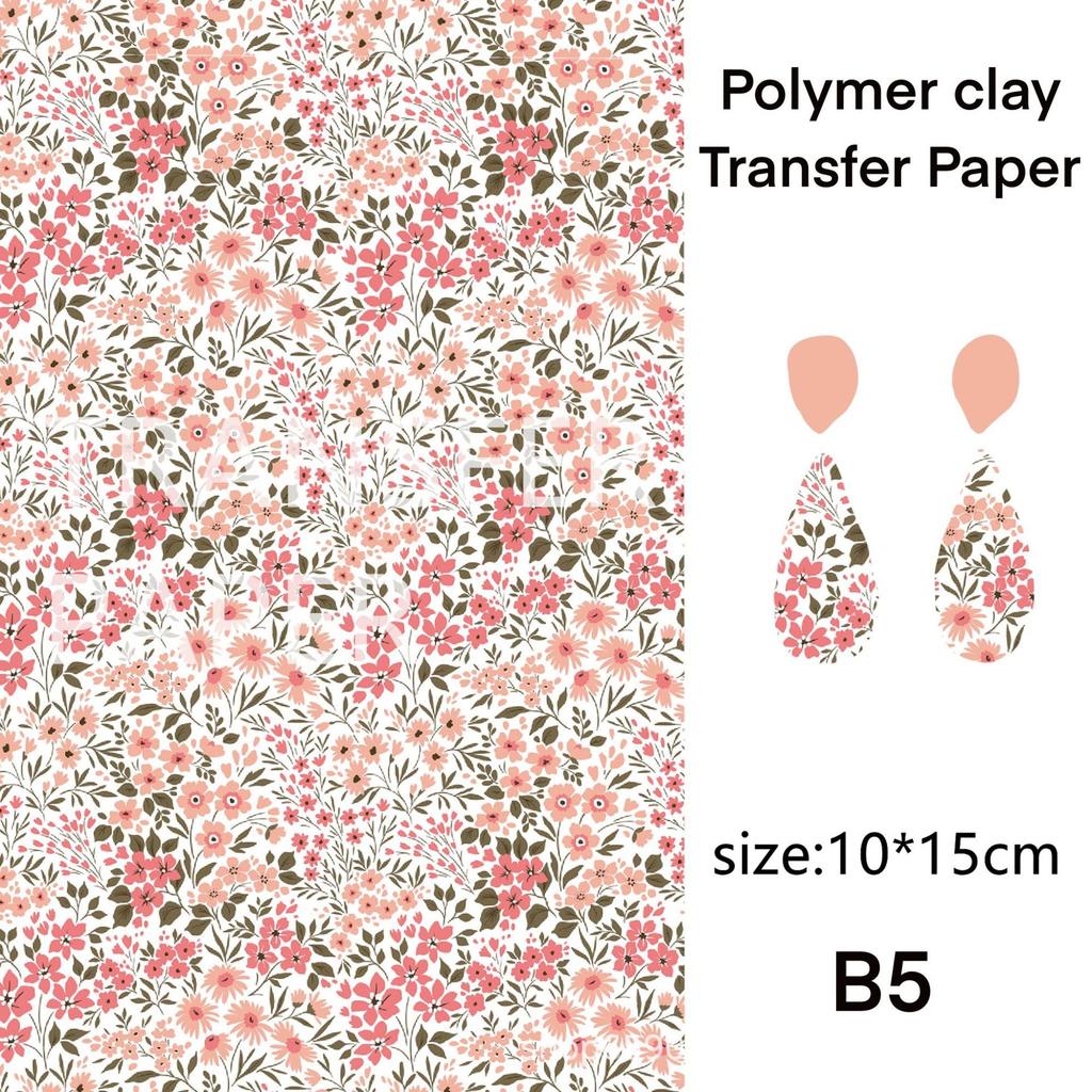 2 Stück weiches Keramik-Transferpapier der Serie „Naturblumen“ – geeignet für die Herstellung von handgefertigten DIY-Ohrringen und Schmuck