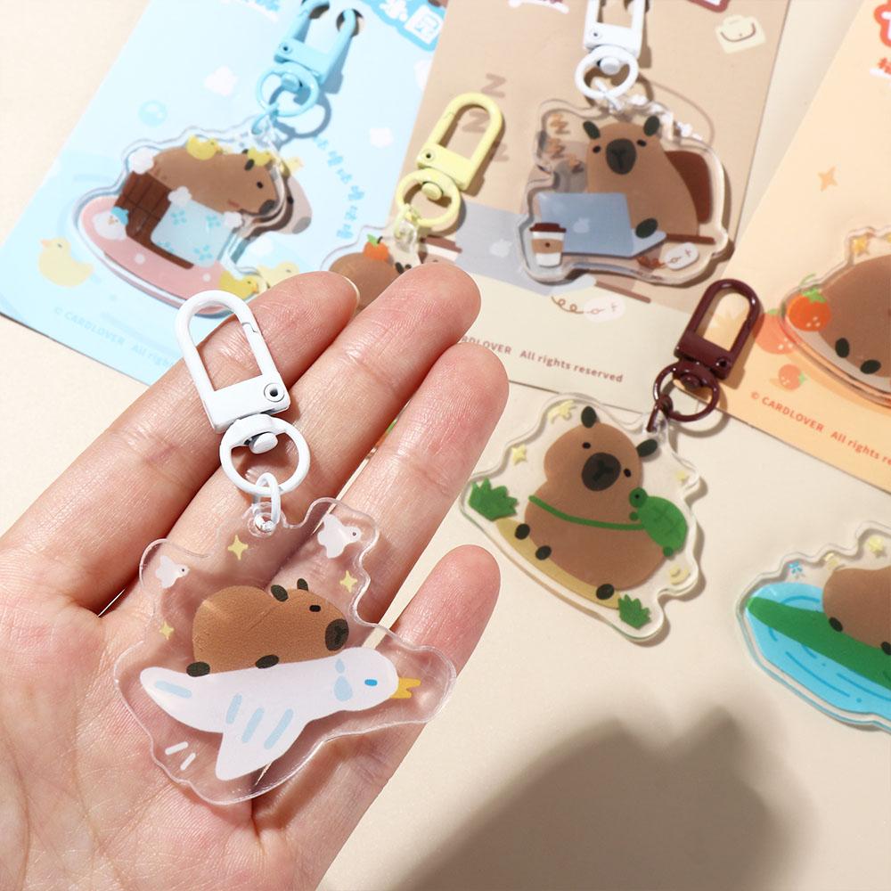 Acrylic Capybara Keychain Capybara Animal Keyring Cartoon Kapibara Pendant Backpack Decor