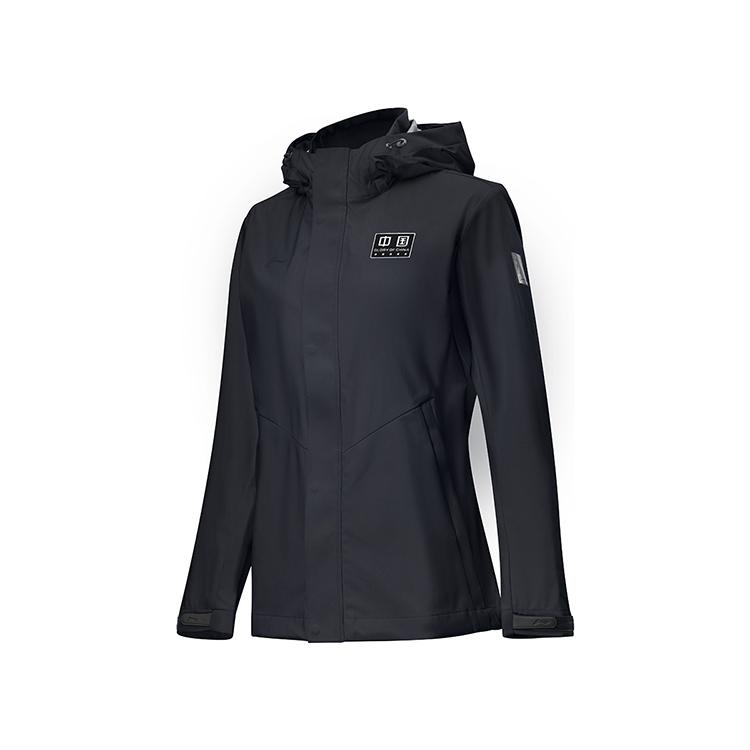 Li Ning Einfarbige Kapuzen-Windjacke mit Reißverschluss Langarm Damen Oberbekleidung Tiefblau AFDU996-2
