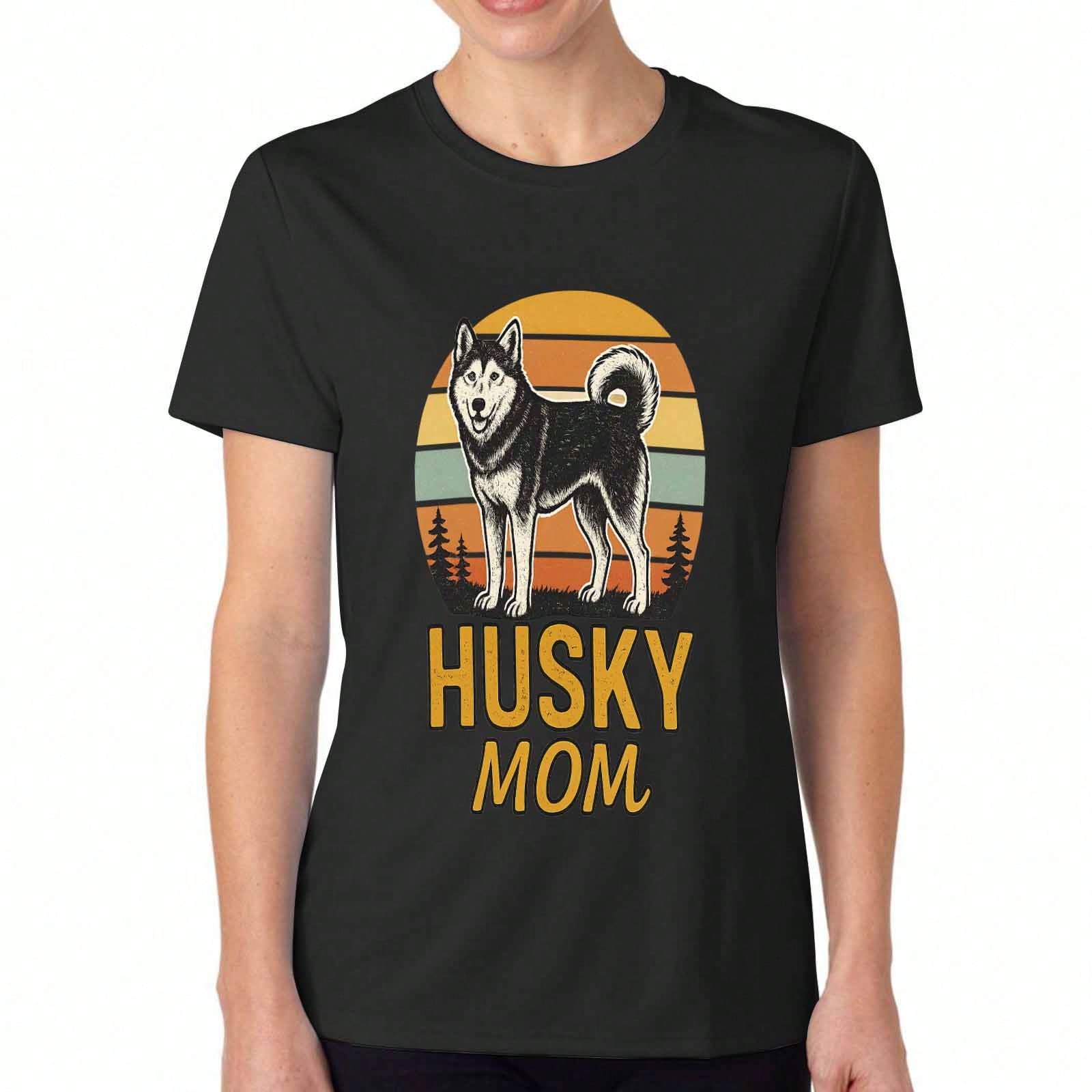 Husky Mom Ladies Cotton T Shirt, Premium Cotton Quality Print, Durable, Leisure And Fashion. Perfect Gift For Husky Dog Lovers And Pet Moms, Get Yours S разноцветный