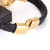 Gold Lion Head Men Bracelet Stainless Steel Leather Wristband Punk Luxury Magnetic Clasp Charm Bracelets Male For Friends Gift