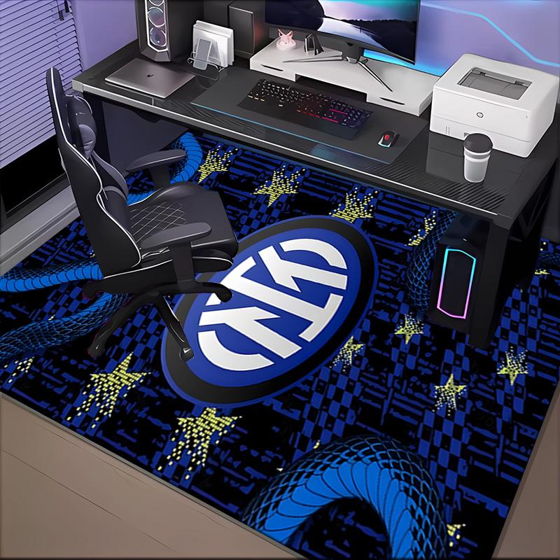 Inter FC Crest Printed Office Carpet Chair Cushion  Entryway Rug, Rugs for Living Room, Bedroom Christmas gifts