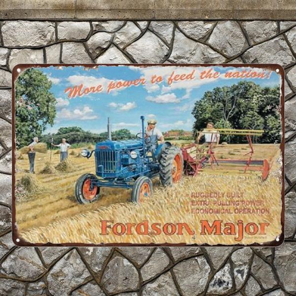 Металлическая настенная жестяная табличка Fordson Major Power, табличка для гаража, сарая, трактор, подарок для фермерства 20x30cm（7.8x11.8inch）