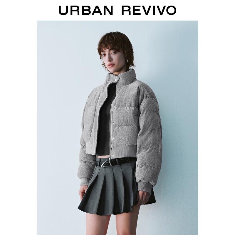 UR2025 Women's Corduroy Stand Collar Short Padded Jacket