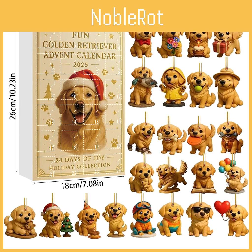 Χριστουγεννιάτικο Ημερολόγιο Αφίξεων με θέμα σκύλο, με ακρυλικά ζωάκια για εορταστικές εκδηλώσεις