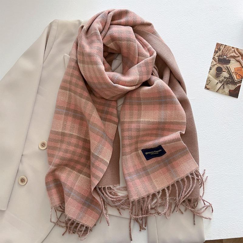 Autumn and Winter New Imitation Cashmere Plaid Scarf Women's Daily Couple Thickened Warm Scarf Shawl