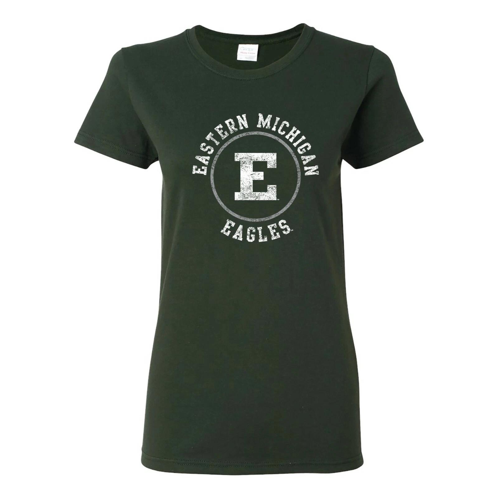 Eastern Michigan Eagles Distressed Circle Logo Womens T-Shirt - Forest 4XL
