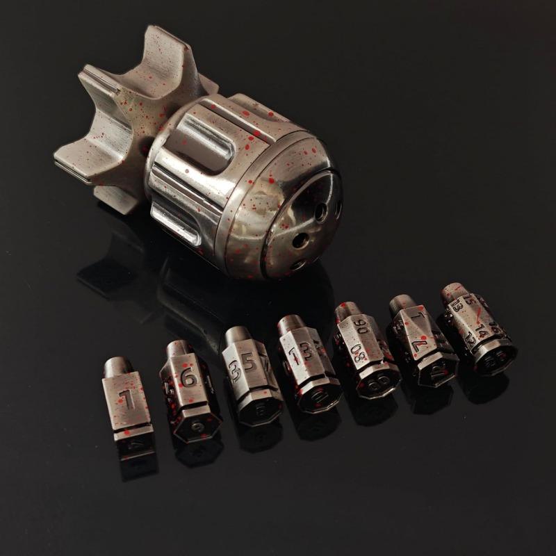 Набор из 7 металлических многогранных игральных костей с вращающимся револьверным — фото 11