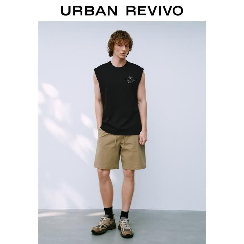 UR2026 Men s Casual 3D Monster Embroidery Round Neck Vest S