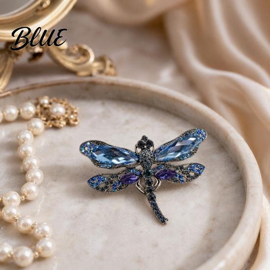 Anti-oxidation Brooch Dragonfly Brooch Sparkling Rhinestones Lapel Pin with Strong