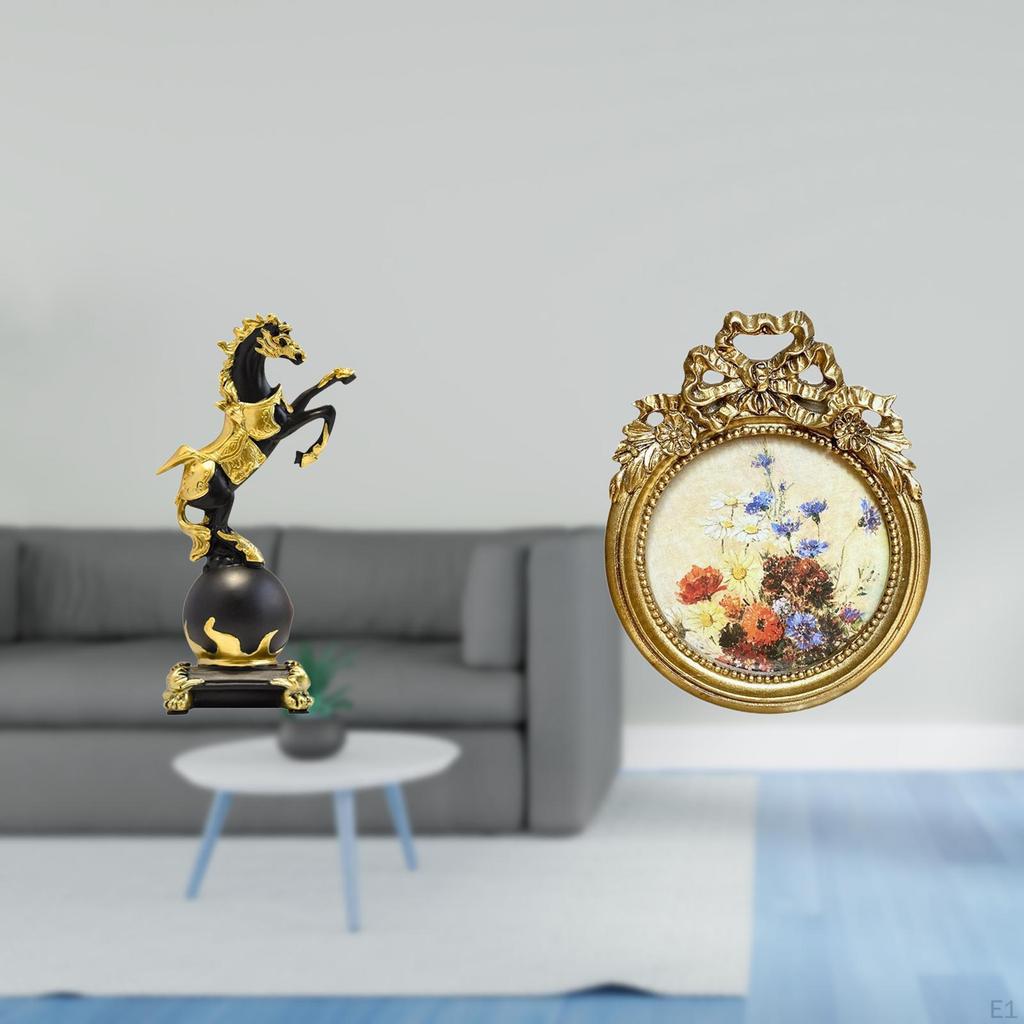 Antique Horse Figurine Modern Statue Collection Vintage Picture Frame European Animal Sculpture for