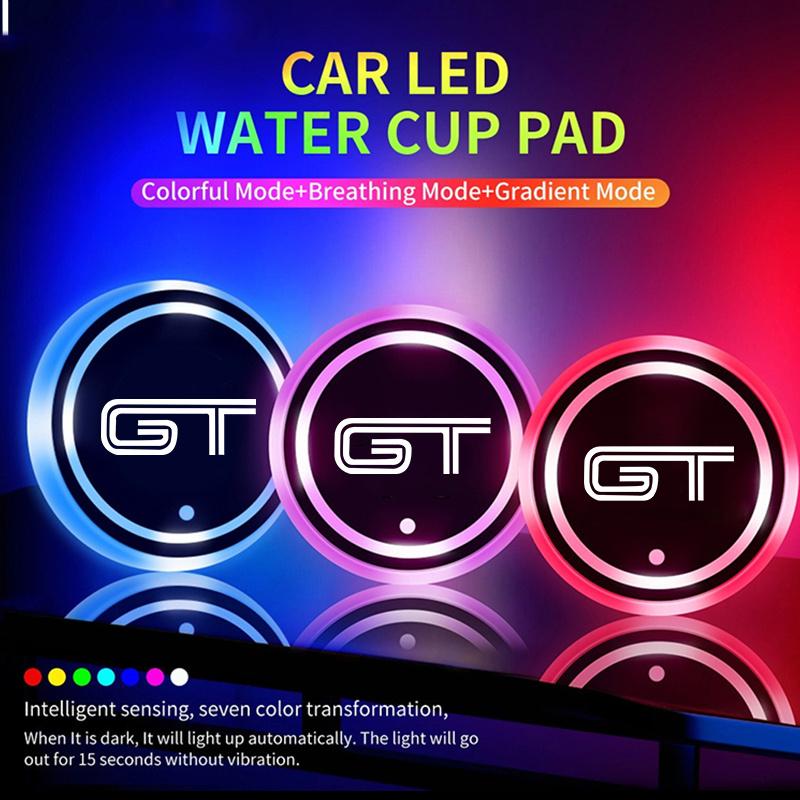LED Car Water Cup Pad Anti-slip Pad Mats Interior Accessory Ford Mustang GT 350 500 2015 2016 2017 2018 SHELBY Car Accessories