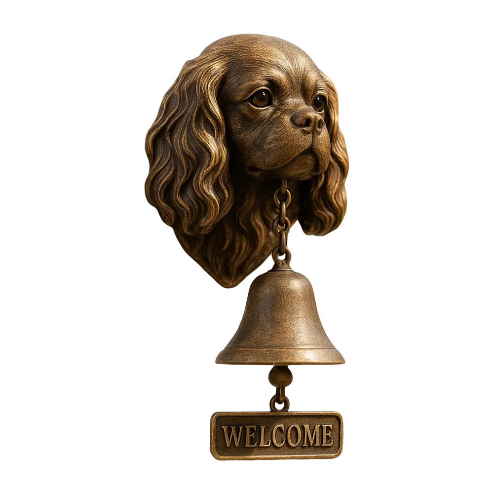 Wall-mounted Clock Decorative Doorbell Vintage Dog Welcome Door Bell Charming Puppy Head Shopkeeper Bell for Home Office