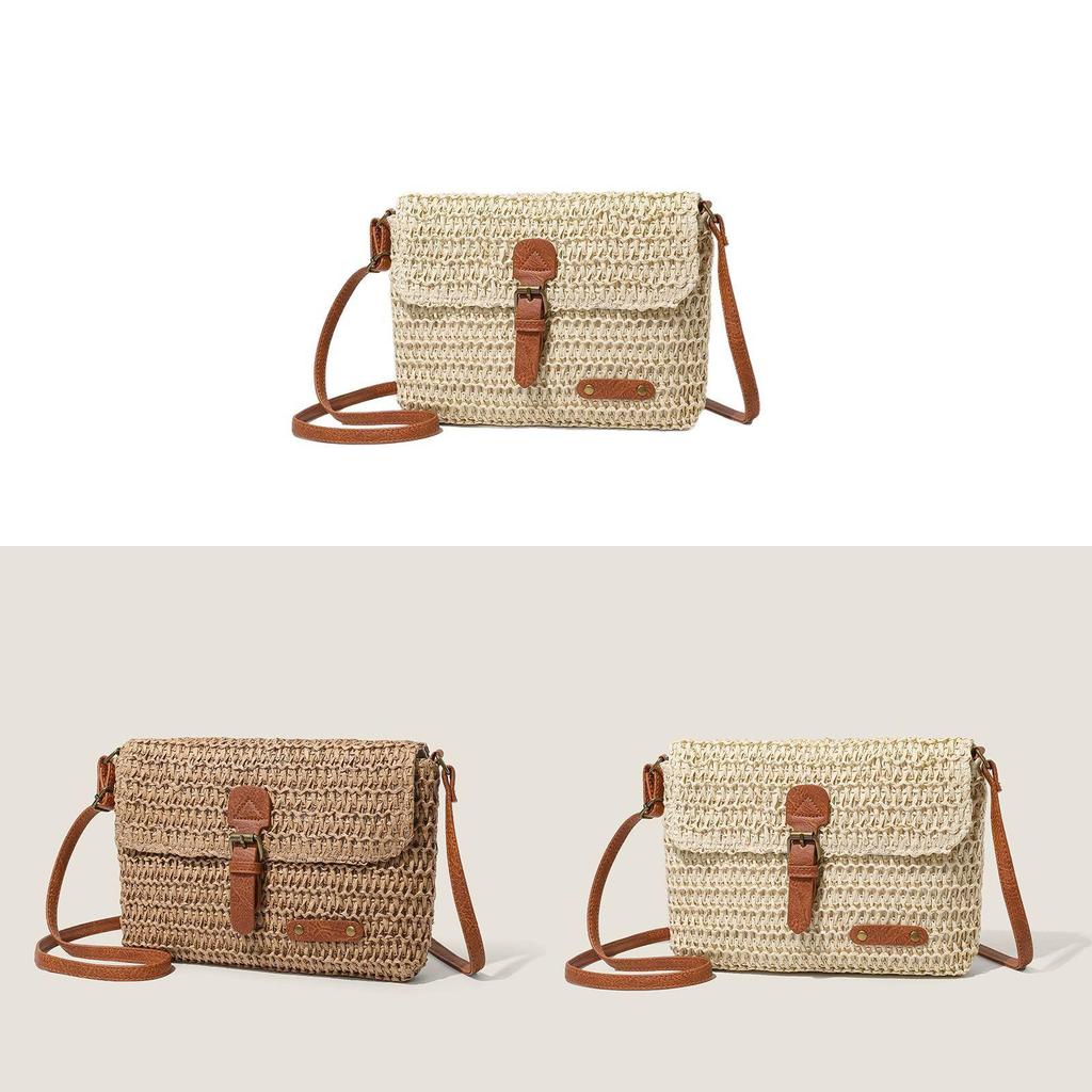 Vintage Woven Messenger Bag For Casual Travel With Cotton Strap