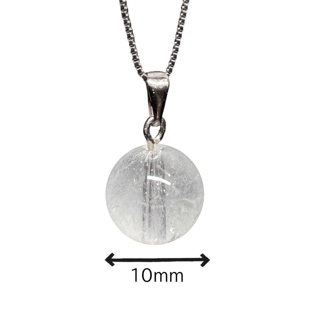 [Gift from the Gods] Miyazaki Prefecture Takachiho Quartz 10mm Bead Necklace, Crystal Quartz Pendant Necklace, Venetian Silver Chain 45cm, Round Bead