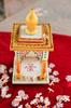 Embossed Painted Wood Mandir: Antique Finish Wall Shrine