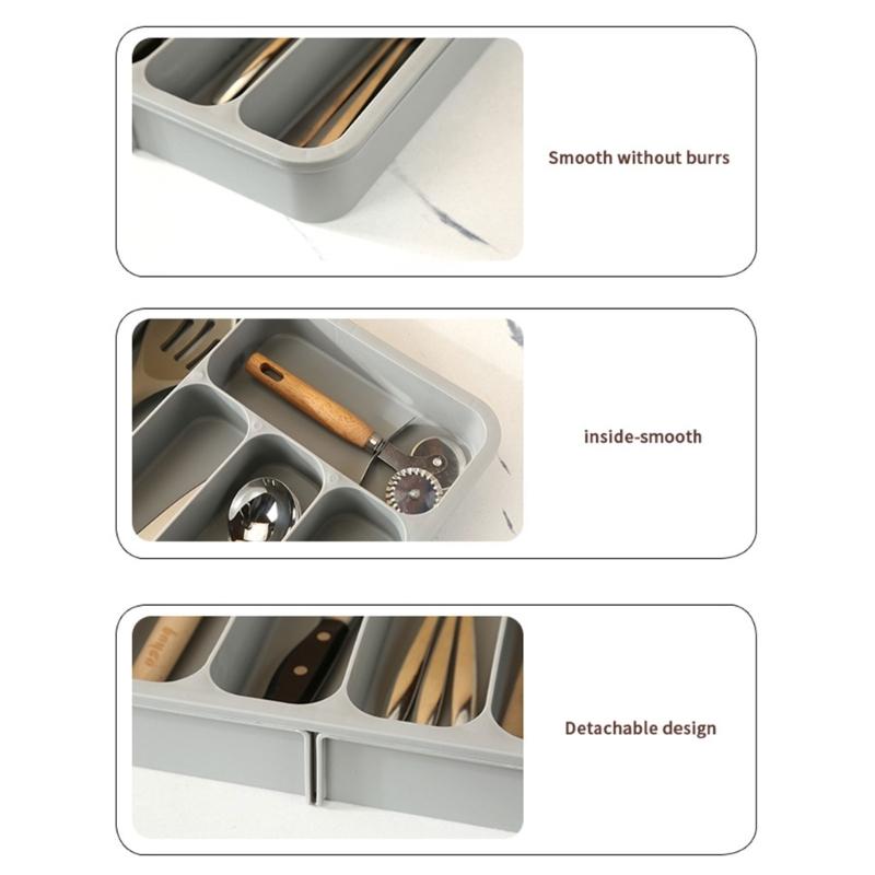 Expandable Drawer Organizers for Utensils Holder,Adjustable Cutlery Tray,Plastic Drawer Dividers Organizers for Kitchen