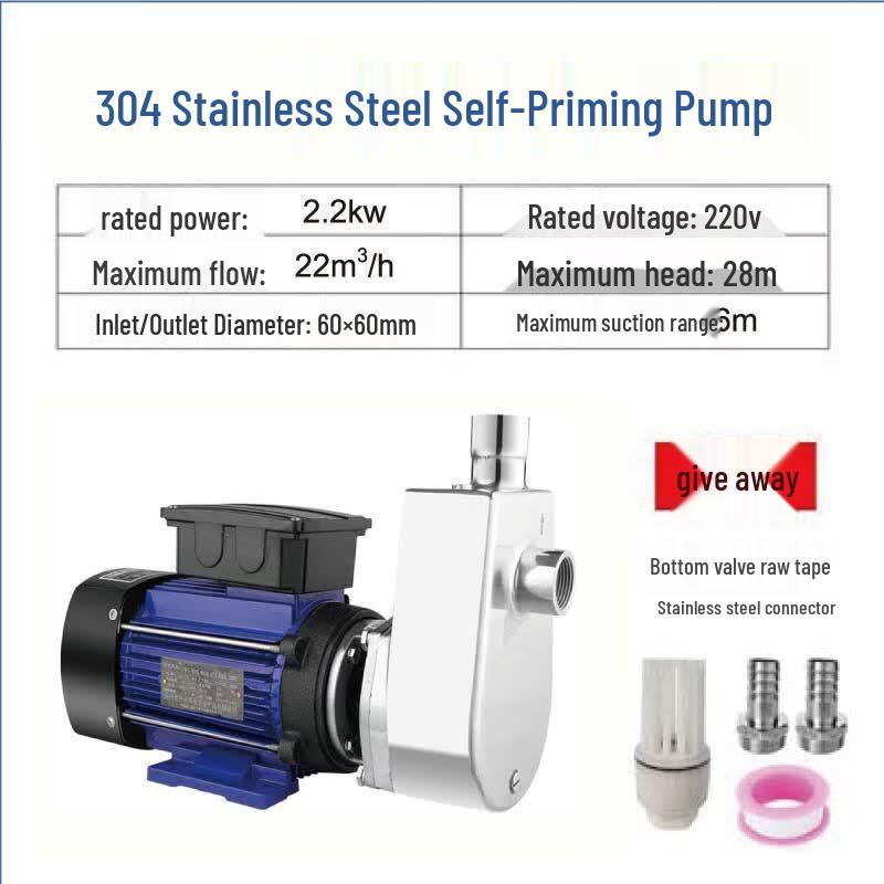 

YunDuo 2200W 304 Stainless Steel Acid-Resistant Self-Priming Pump